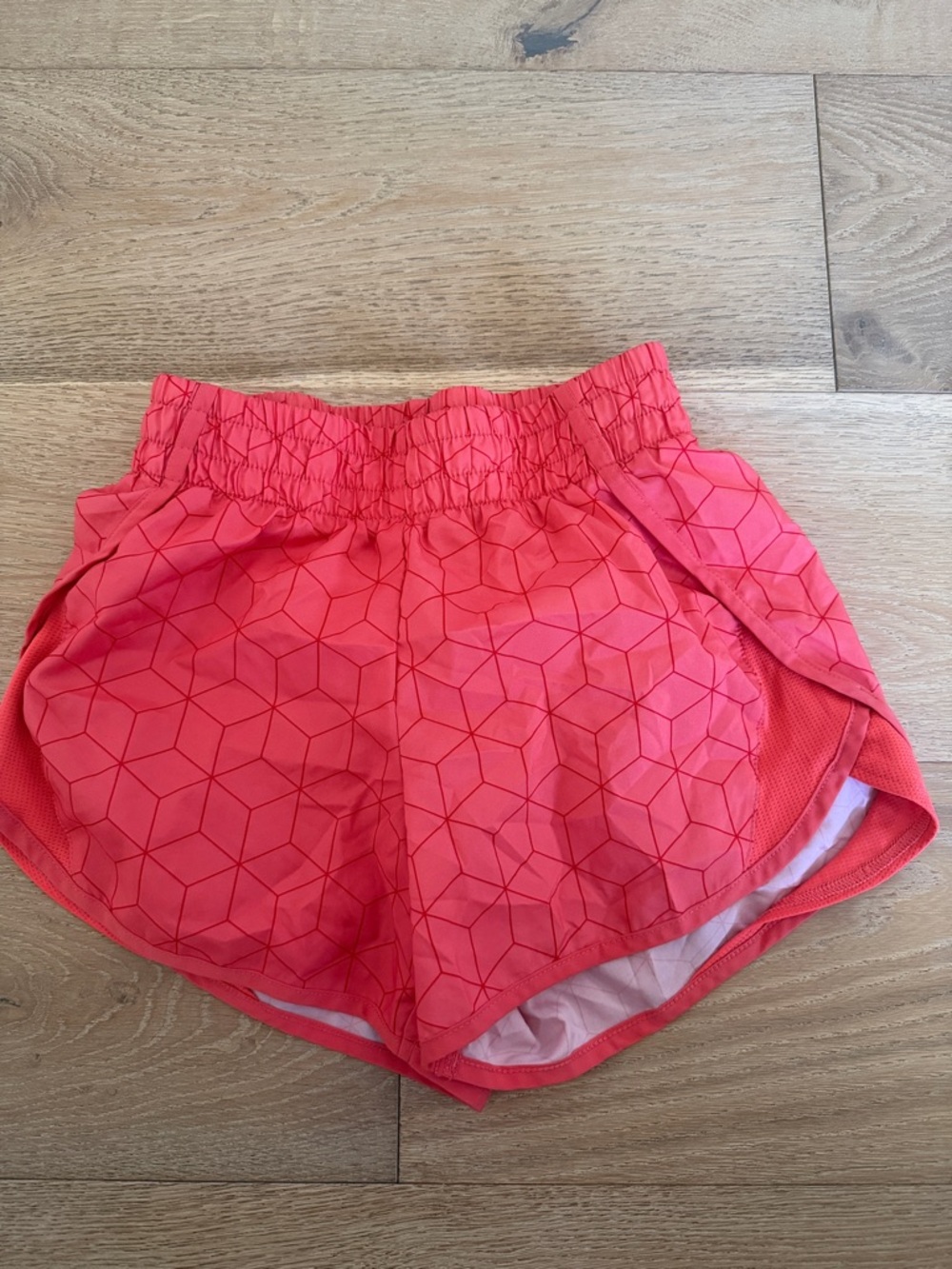 Athletic Works Girls Coral Geometric Athletic Shorts
